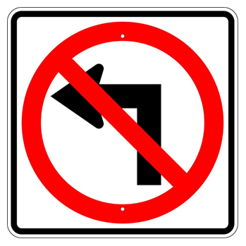 No Left Turn Symbol Sign - U.S. Signs and Safety